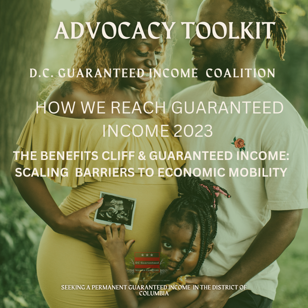 Advocacy Toolkit image with "How We Reach Guaranteed Income 2023" over an African American family.