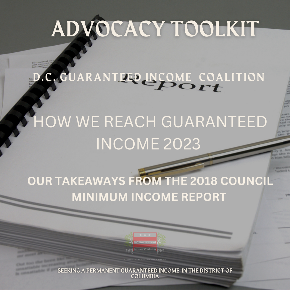 Advocacy Toolkit image with "How We Reach Guaranteed Income 2023" over a notebook.
