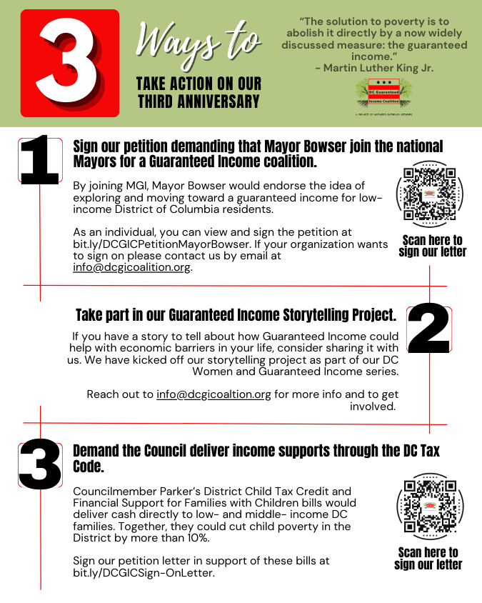 Three Ways to Take Action on Our Third Anniversary graphic