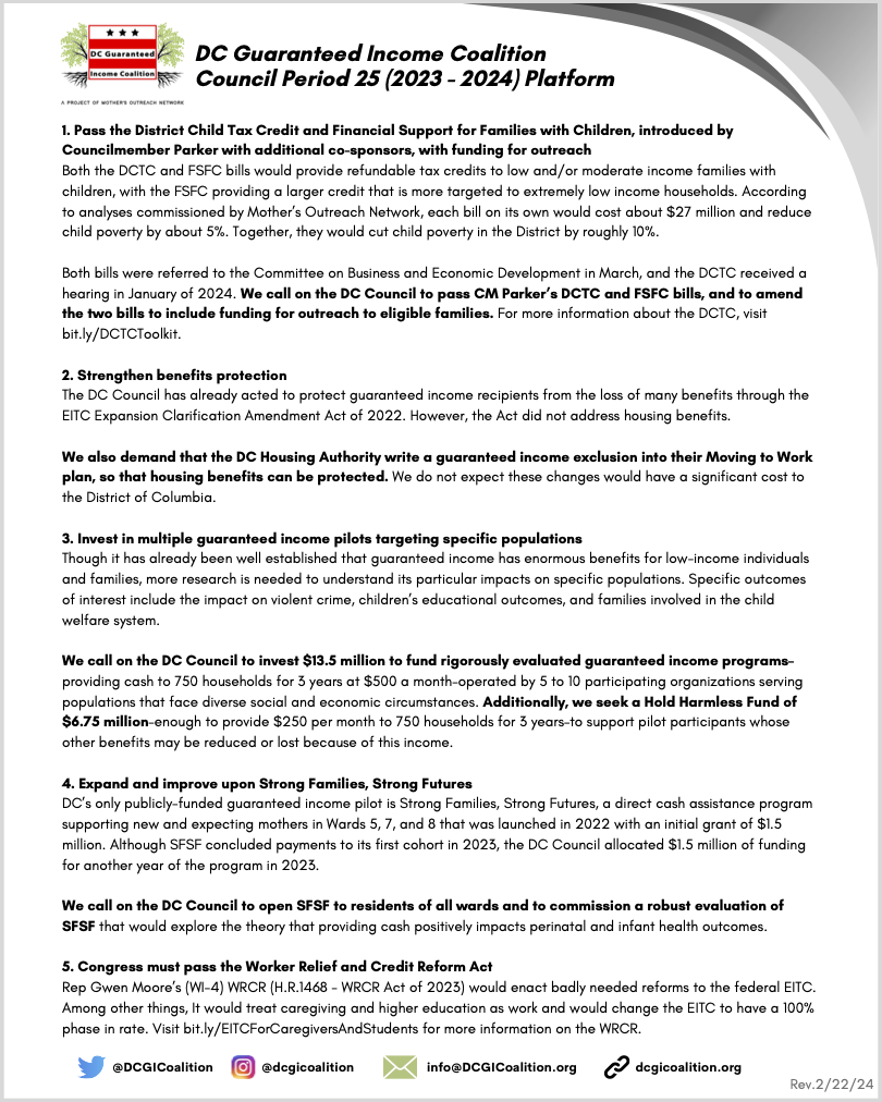 DC Guaranteed Income Coalition platform